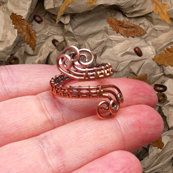Artisan Copper Wire Weave Ring - Picture 3 of 5